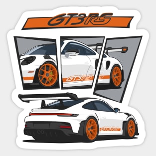 car 911 gt3 rs racing edition detail white orange Sticker